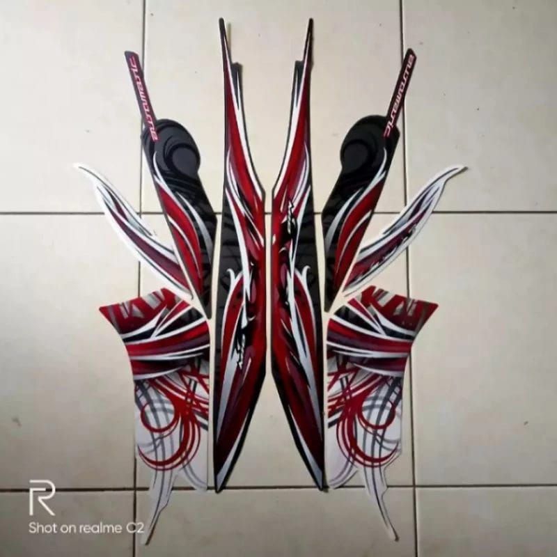 Striping stiker Mio soul karbu 2009 Lis putih merah hitam