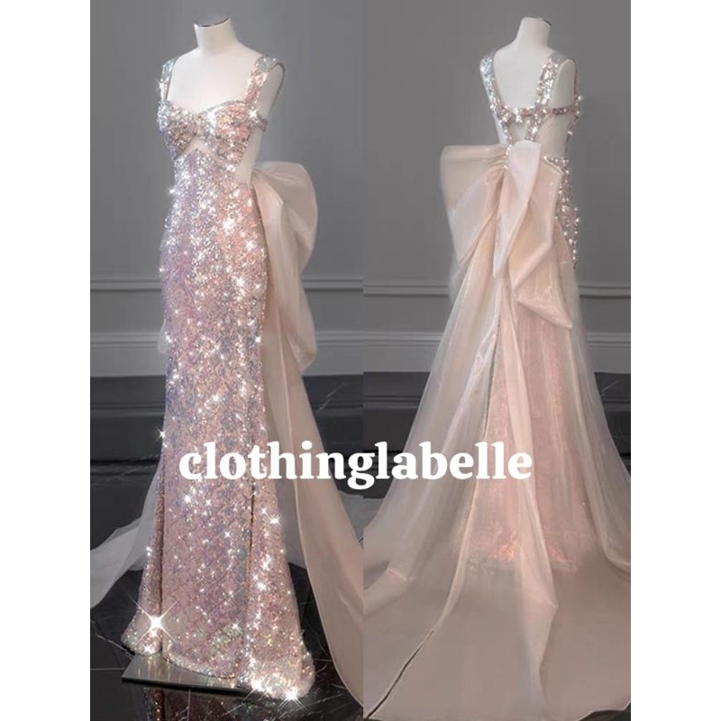 Mermaid Sequin Ribbon Party Dress