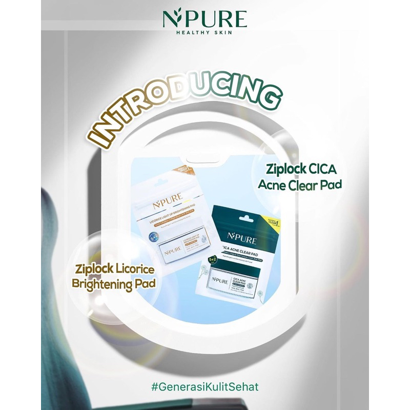 NPURE Licorice Pad SACHET isi 5+2 pads brightening N’pure npure light up exfoliating PAD CLEAR clearpad licorice kapas wajah clearpad travel size sachet ziplock BRIGHTENING PADS