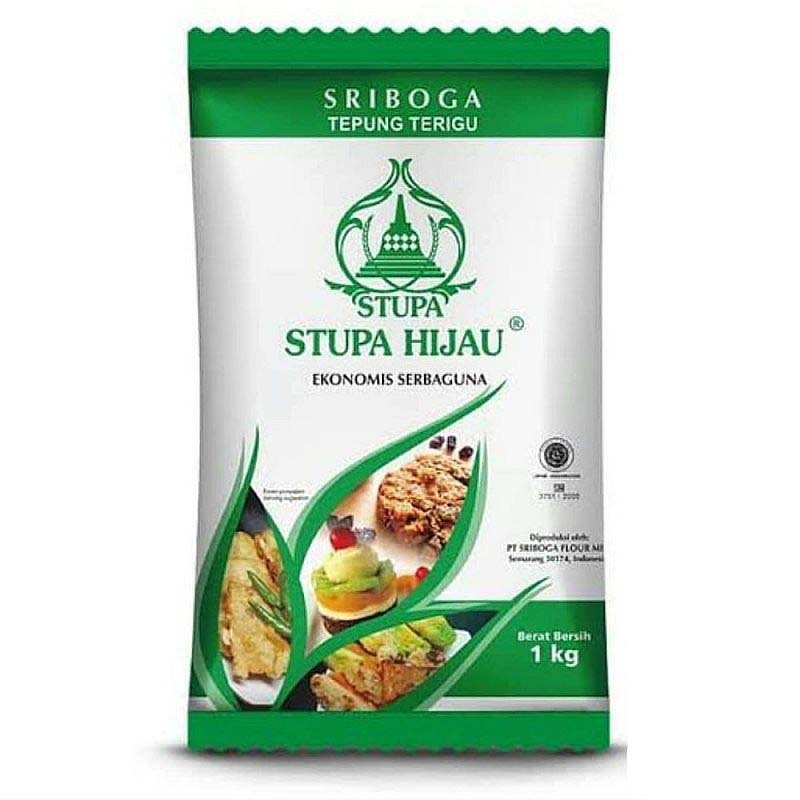 Tepung stupa hijau 1kg / tepung terigu stupa hijau 1kg / tepung ekonomis serbaguna 1kg / tepun kue 1