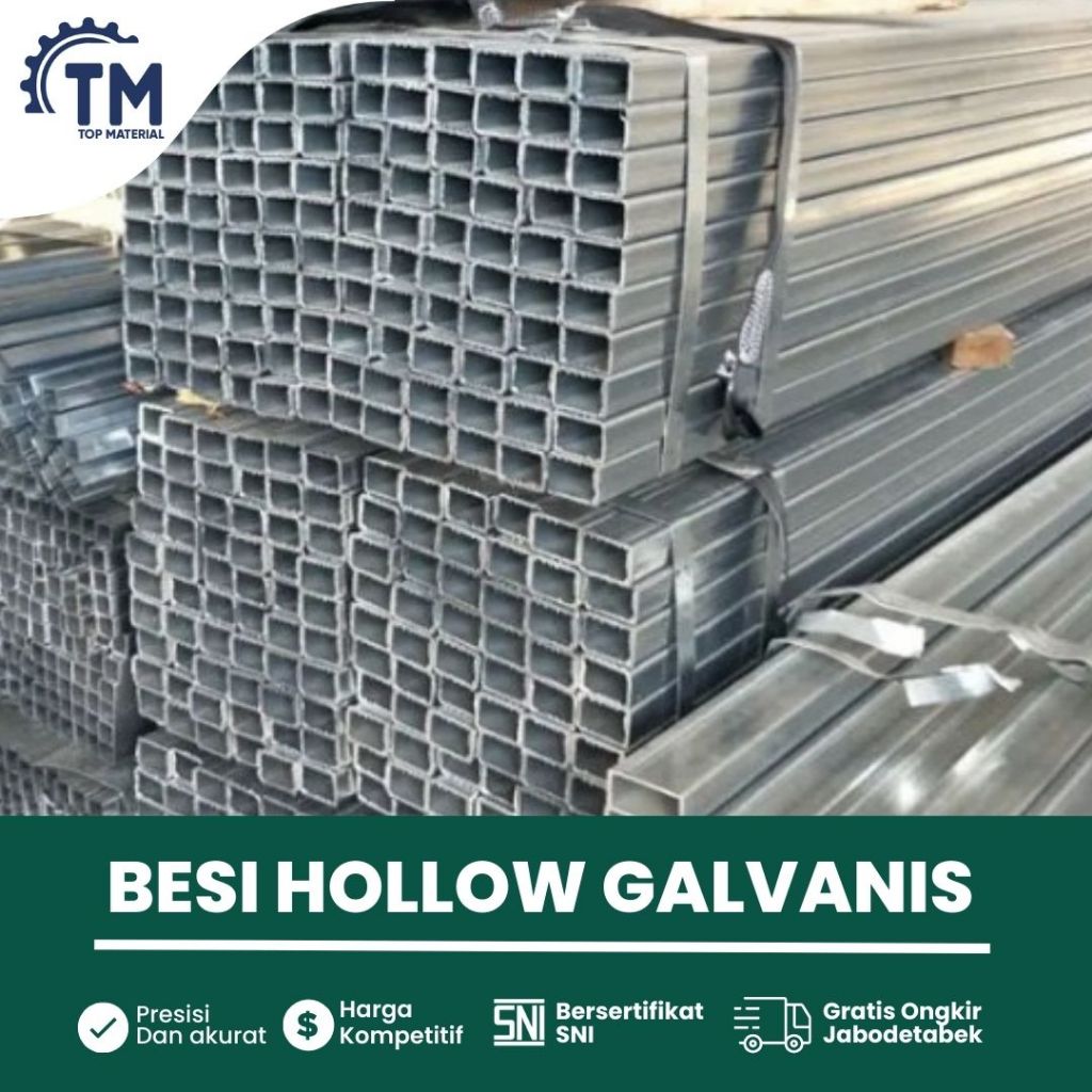 Harga Besi Holo Hollow Galvanis 4x6 Tebal 1.2 mm panjang 6 Meter Per Batang / 40 x 60 x 1.2mm x 6 M
