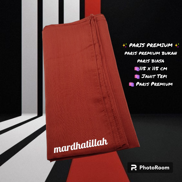 kerudung jilbab segi empat bahan PARIS VOAL PREMIUM anti letoy bisa untuk sekolah warna merah bata /