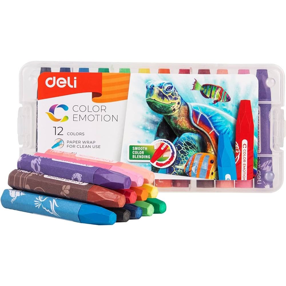 

CRAYON KRAYON 12 WARNA DELI C20104 HEXAGONAL OIL PASTEL SMOOTH COLOR
