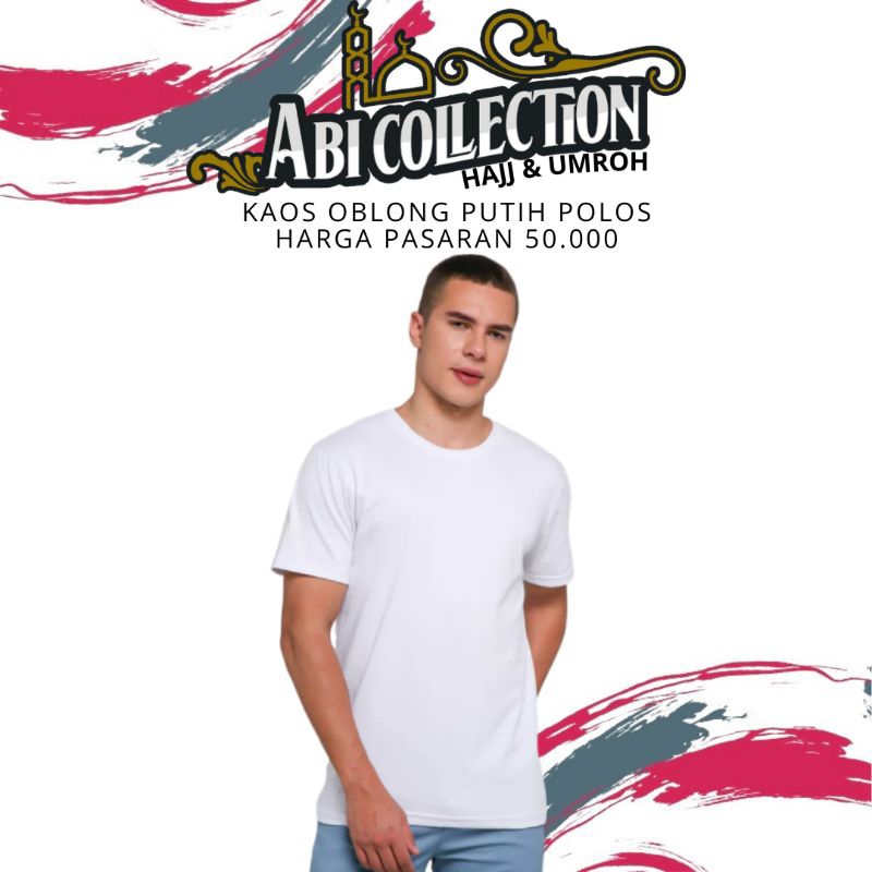 KAOS OBLONG POLOS PUTIH UNISEX COMBED HAJI UMROH