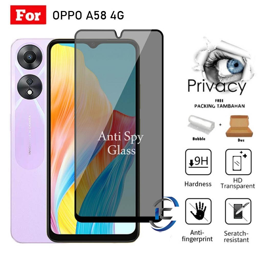 Temperred Glass Spy - Hp Oppo a58 4G a58 5G a78 4G a785G - Pelindung Hp [SPY]