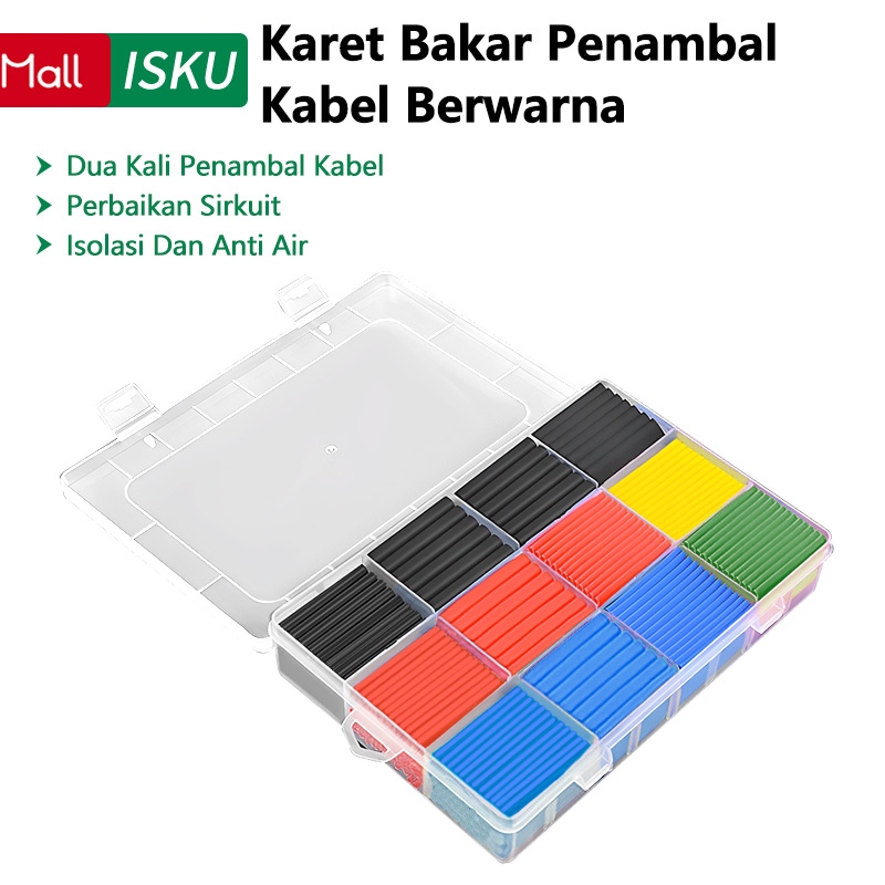 ISKU Heat Shrink Kabel Bakar Berwarna 560PCS Heat Shrink Tube Isolasi Bakar Kabel Selang