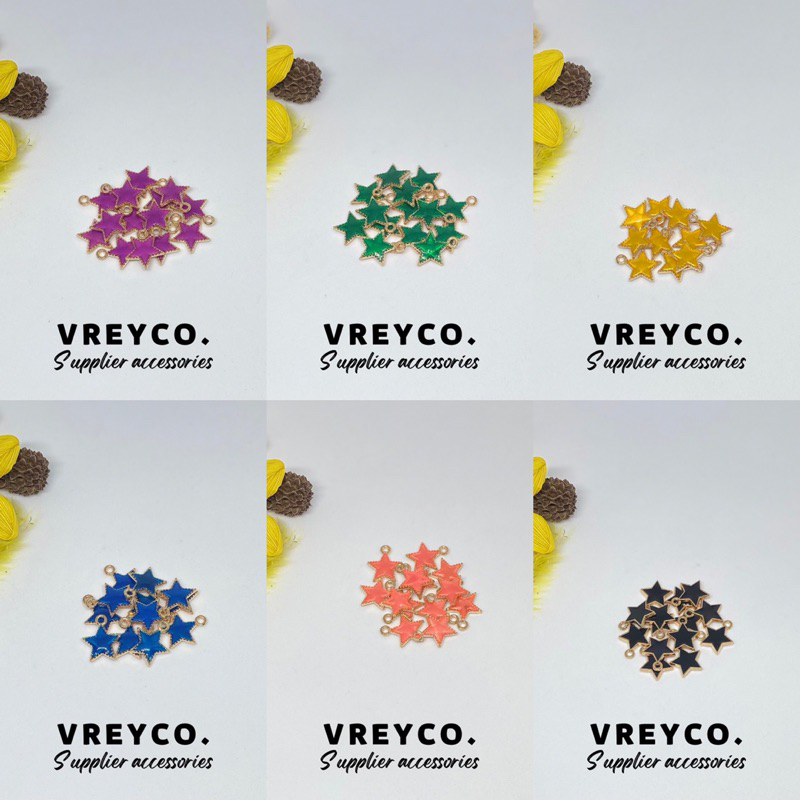 10PCS LIONTIN BINTANG BANDOL ALLOY CHARM EPOXY ENAMEL