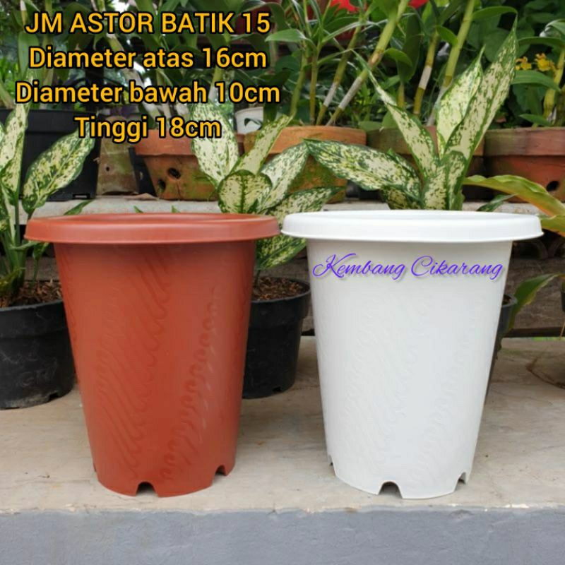 (1pc) JM RUBY ASTOR BATIK 15 (14cm) : pot bunga bulat tinggi mirip yogap bagus murah