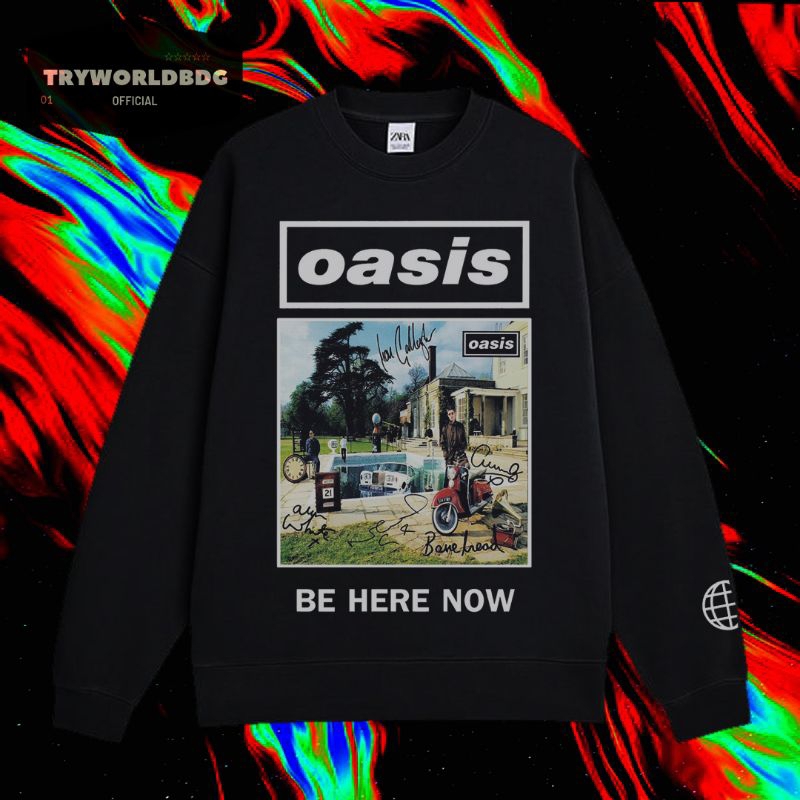 TRYWORLDBDG OFFICIAL "OASIS" CREWNECK | SWEATER | HOODIE | CREWNECK HITAM | CREWNECK BAND OASIS BE H