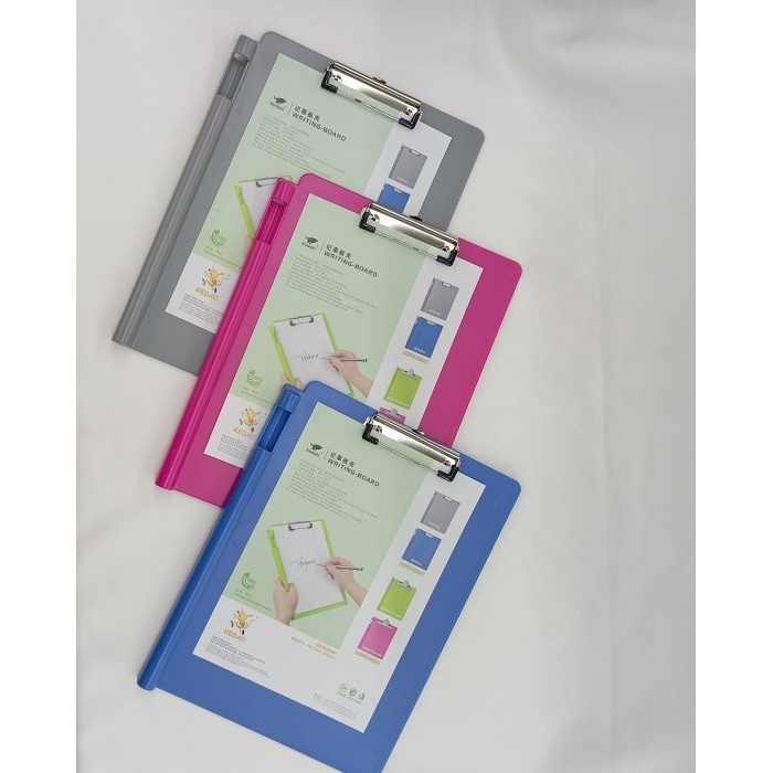 

Clipboard Papan Ujian/writing pad clip/Klip Notepad + Tempat Pulpen A4 - Abu-abu