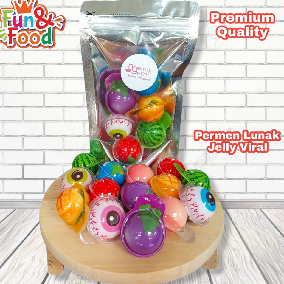 

Promo Permen Jelly Viral / Jelly Kenyal Selai Aneka Rasa Mata Globe Bola Mixed Kualitas Premium