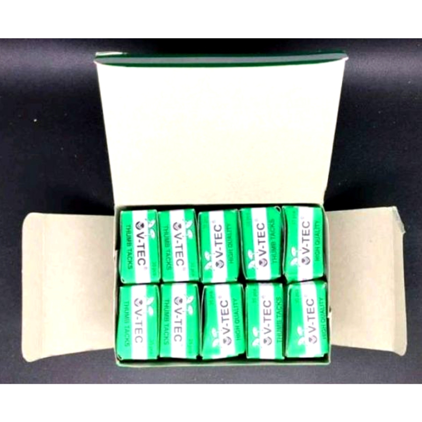 

(1 pack isi 10 kotak kecil) Paku pines putih v-tec, paku pines putih