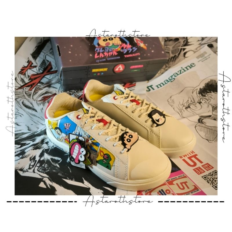 Aerostreet X tahilalat X Shinchan 36-45 Putih Putih Biru-sepatu sneakers casual sport pria wanita Ae
