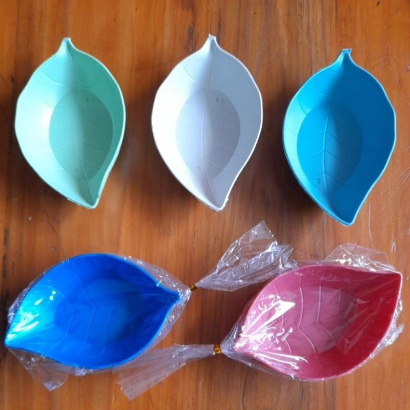Isi 50Pcs Souvenir Mangkok Daun Lokal Kemasan Plastik Gratis Kartu Ucapan Mangkok Sambal Mangkok Mas