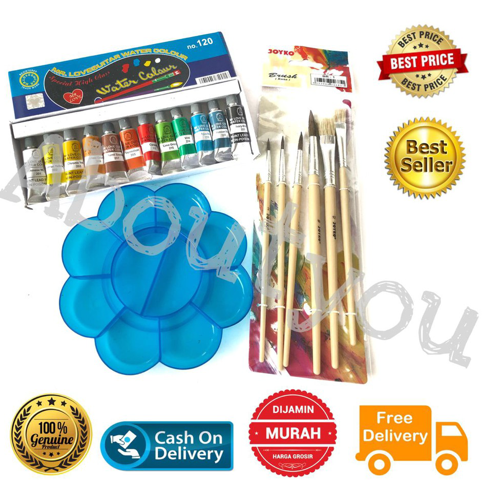 

➯⁂✯ Promo PAKET MELUKIS 3 in 1 Palet Kuas Cat Air lukis ART SET murah Ready