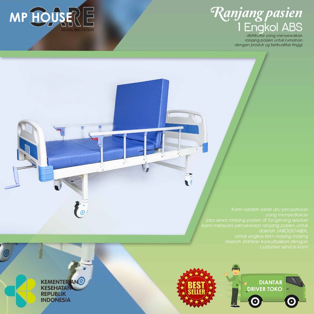 Sewa Ranjang Pasien 1 Engkol | Rental Bed Rumah Sakit 1 Crank Medis