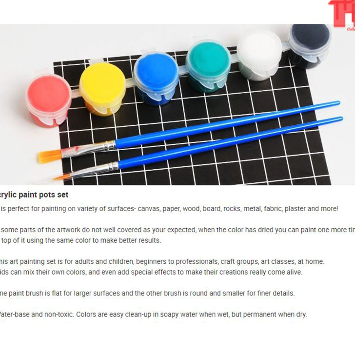 

Ready Cat Akrilik Untuk Prakarya Tanah Liat - 6warna x 3mL + 1kuas