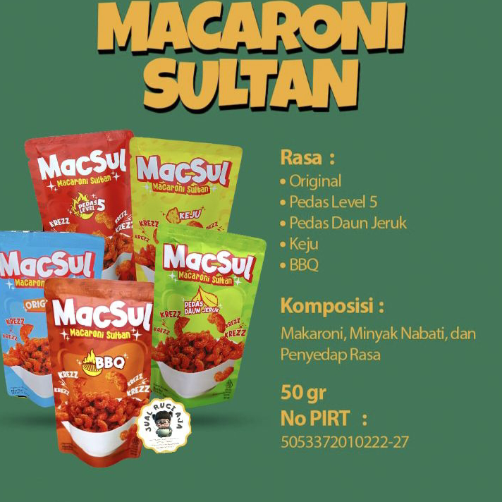 

Dijual Murah MAKARONI SULTAN CEMILAN MURAH ENAK HALAL 50G