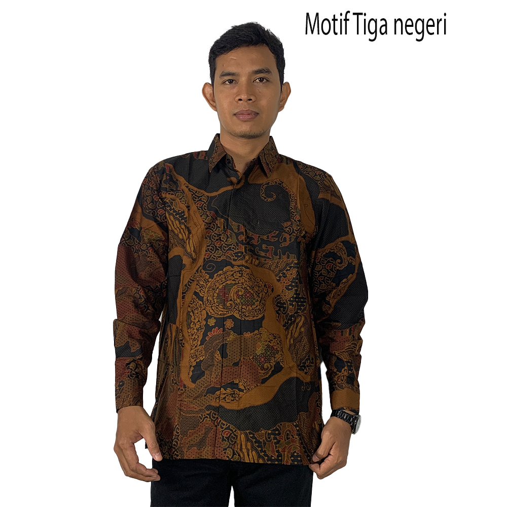 Kemeja Batik laseman batik semi tulis bahan primis lapisan trikot adem size m l xl xxl