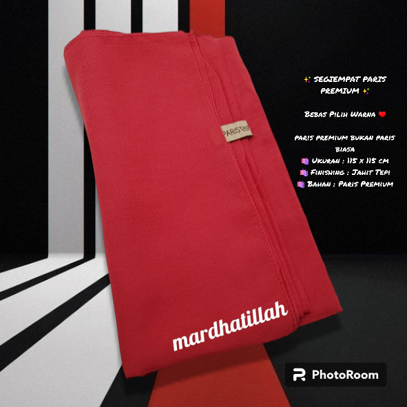 [COD] kerudung jilbab segi empat bahan PARIS PREMIUM anti letoy bisa untuk sekolah warna merah cabe 