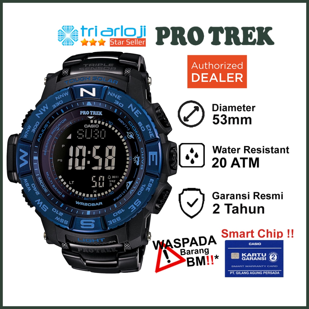Casio PROTREK PRW-3500SYT-1DR Jam Tangan Pria Digital Titanium PRW3500 PRW-3500SYT-1