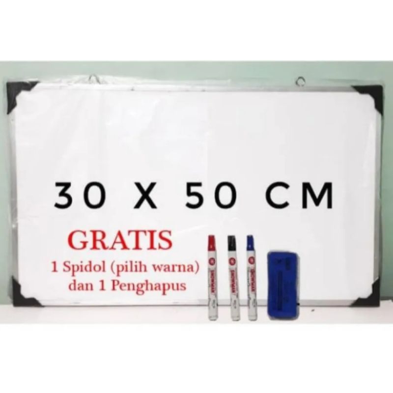 

PAPAN TULIS Whiteboard 30*50 bunus sepidol penghapus