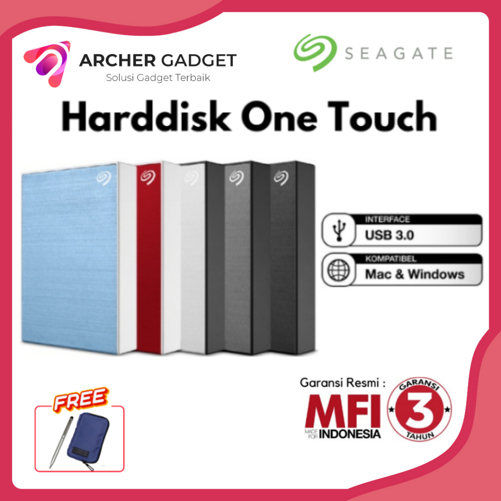 Hard Disk Hardisk HDD Eksternal External Seagate 1TB 2TB 4TB 5TB TERA One Touch 2,5inch USB 3.0 / GARANSI MFI 3 TAHUN