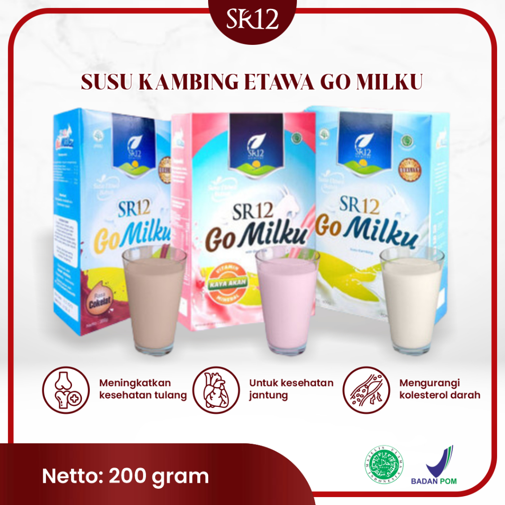 

Susu Kambing Etawa Go Milku SR12 200 Gram Premium Meningkatkan Kesehatan Imun Jantung Dan Membantu Penderita Diabetes Pelancar ASI Herbal Aman Original Bumil Busui BPOM HALAL MUI