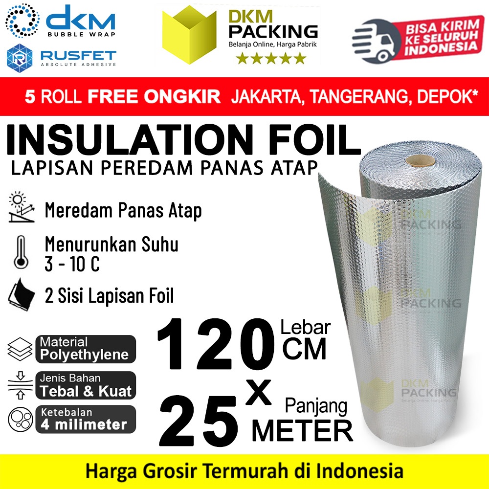Insulasi Atap Bubble Anti Panas Insulation Alumunium Foil Peredam Panas Atap Rumah 120 cm x 25 meter