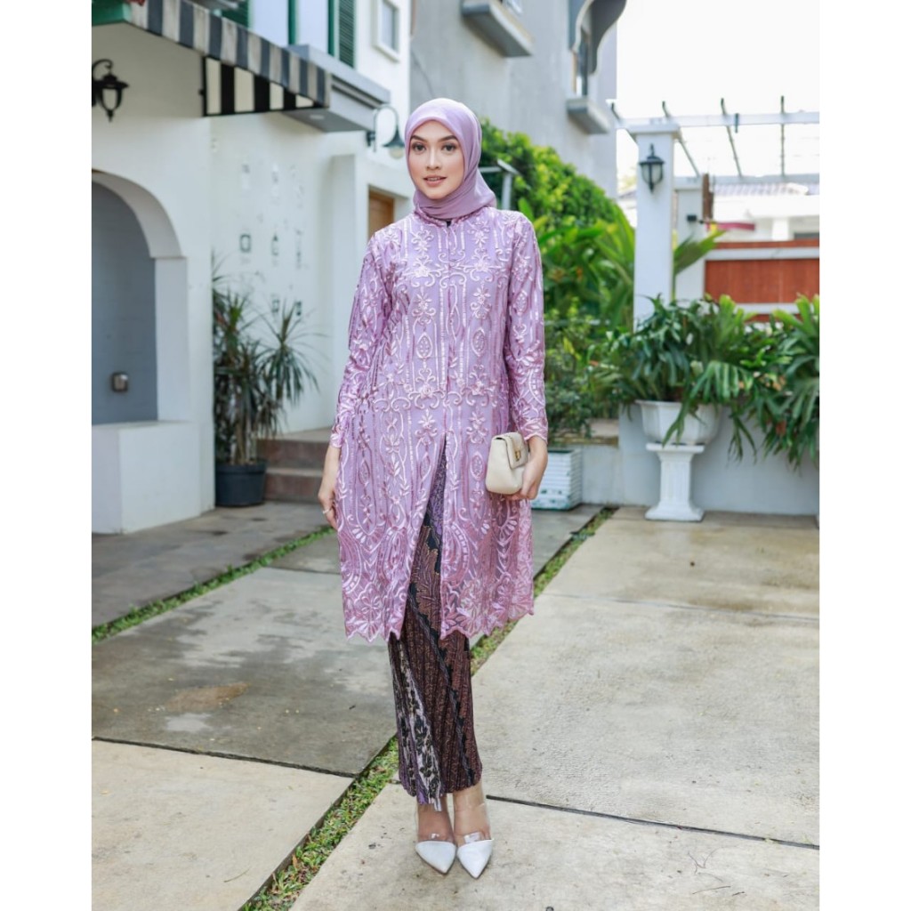 SETELAN KEBAYA MODERN / KEBAYA WISUDA / KEBAYA TUNIK / TUNIK TILE - LAVENDER