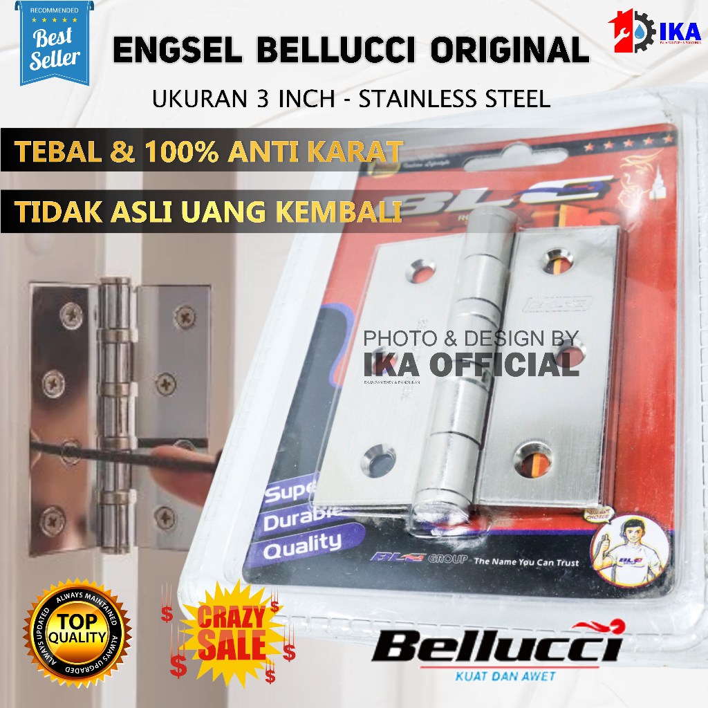 Cuci Gudang Engsel Pintu / Engsel Jendela Bellucci 3" | Engsel BLC | BELLUCCI / Engsel Bellucci 3 In