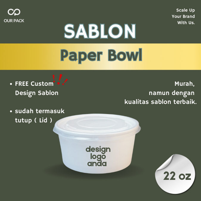 

Sablon Paper Bowl Merk DK 22 oz