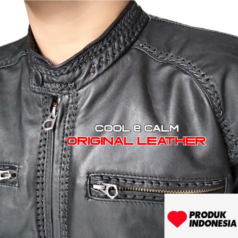 Jaket Kulit Sapi Asli Pria Elegant Jahitan Sulam Handmade Brownie ARL 033 Ariel Noah