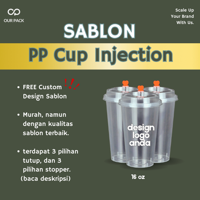 Sablon Cup Thinwall Gelas PP Injection 16 oz (ANTI TUMPAH)