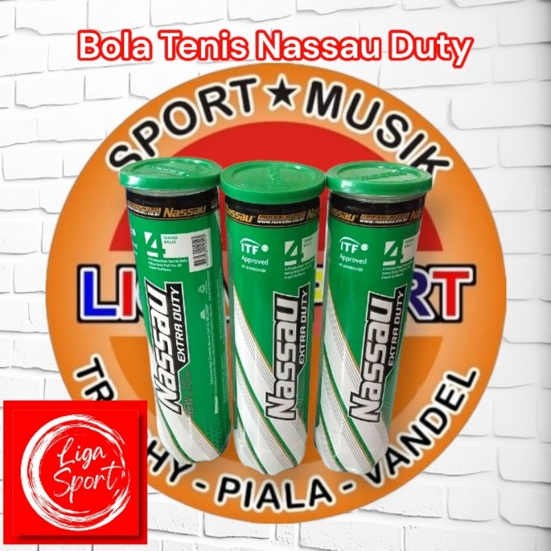 Bola Tenis Nassau Extra Duty / Nassau Hijau isi 4