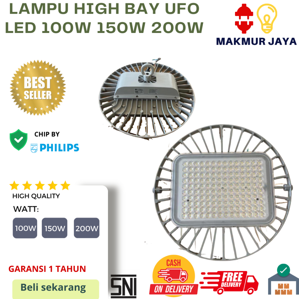 LAMPU HIGH BAY UFO LED  200WATT / HIGH BAY LED UFO 200WATT GARANSI