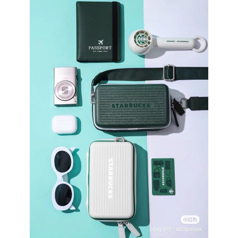 starbucks merchandise original tas koper kecil small shoulder luggage bag hijau pink orange bening t