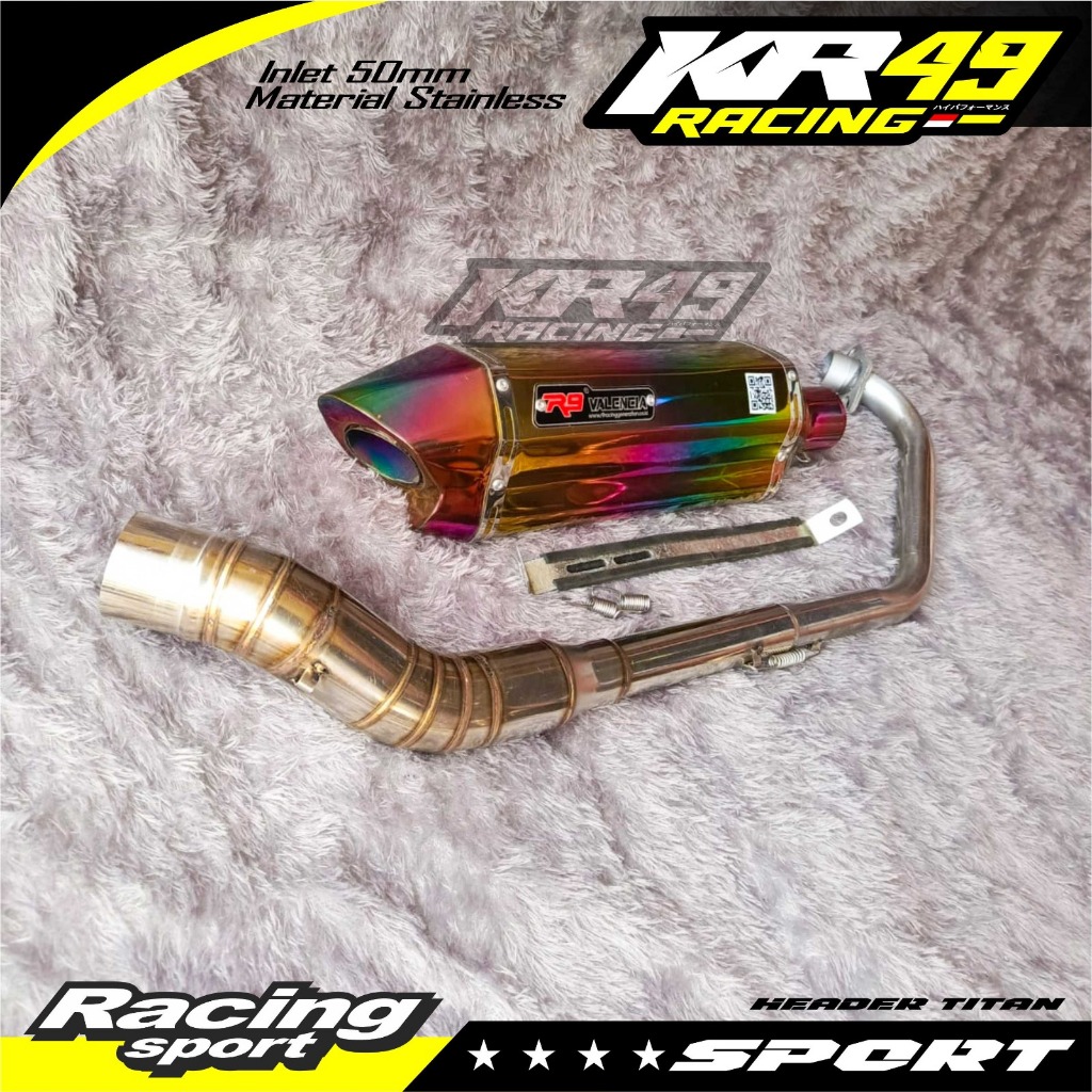 KNALPOT RACING R9 VALENCIA PELANGI PNP SATRIA FU VIXION R15 V2 V3 V4 CB150 CBR150 SONIC JUPITER MX K