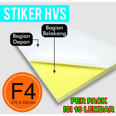 

Kertas Sticker F4 Doff putih halus per 10 lembar bisa semua printer tinta dan laser / stiker matte bontak tidak kilap gilap folio HVS cetak resi undangan label harga belakang kuning camel lintec