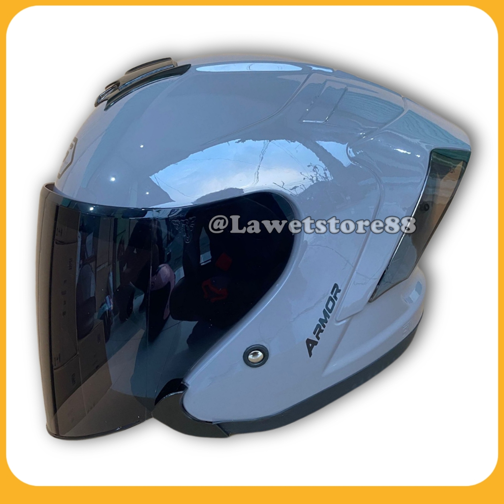Helm Sepeda Motor Half Face Js Yakuza Armor Solid Polos Helem Pria Wanita Dewasa Standar Sni Sport P