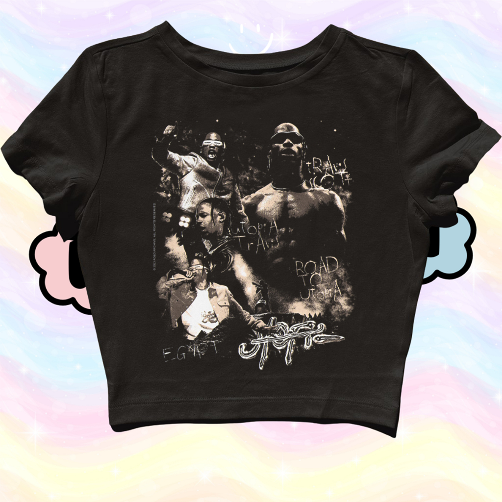 STARPERSON | CROP TOP TRAVIS SCOTT ROAD TO UTOPIA RAPPER RAP TEE | GRUNGE | Y2K | METAL | VINTAGE | 