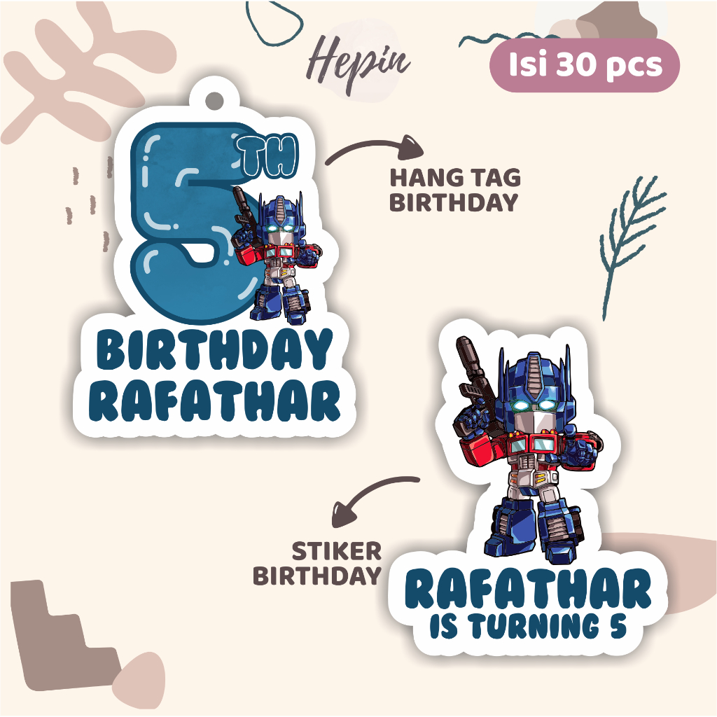 

(30pcs) diecut Hang tag & stiker ulang tahun edisi AUTOBOTS /label tag ulang tahun murah/tag souvenir ulang tahun/stiker nama ualang tahun/diecut stiker&t ag