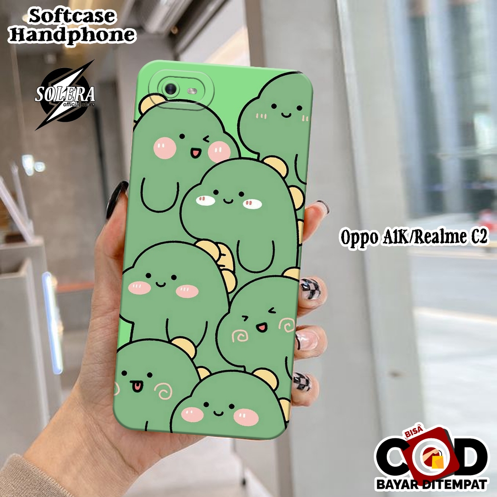 Case Oppo A1K/C2 Softcase Oppo A1K/C2 Terbaru Silikon Pro Camera Fashion Case Kartun Dino Lucu Cover