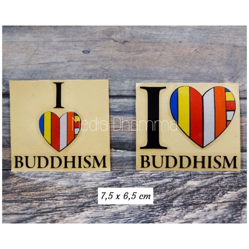 

Stiker Cutting I Love Buddhism Warna Bendera Buddhis