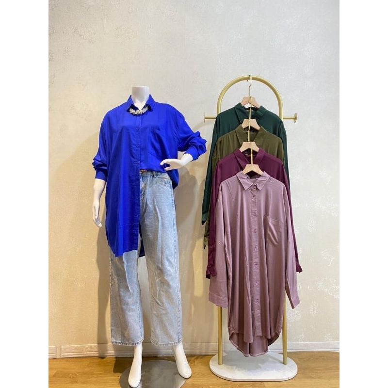 KEMEJA TUNIK JUMBO RAYON TWILL PREMIUM // TUNIK OVERSIZE RAYON TWILL POLOS