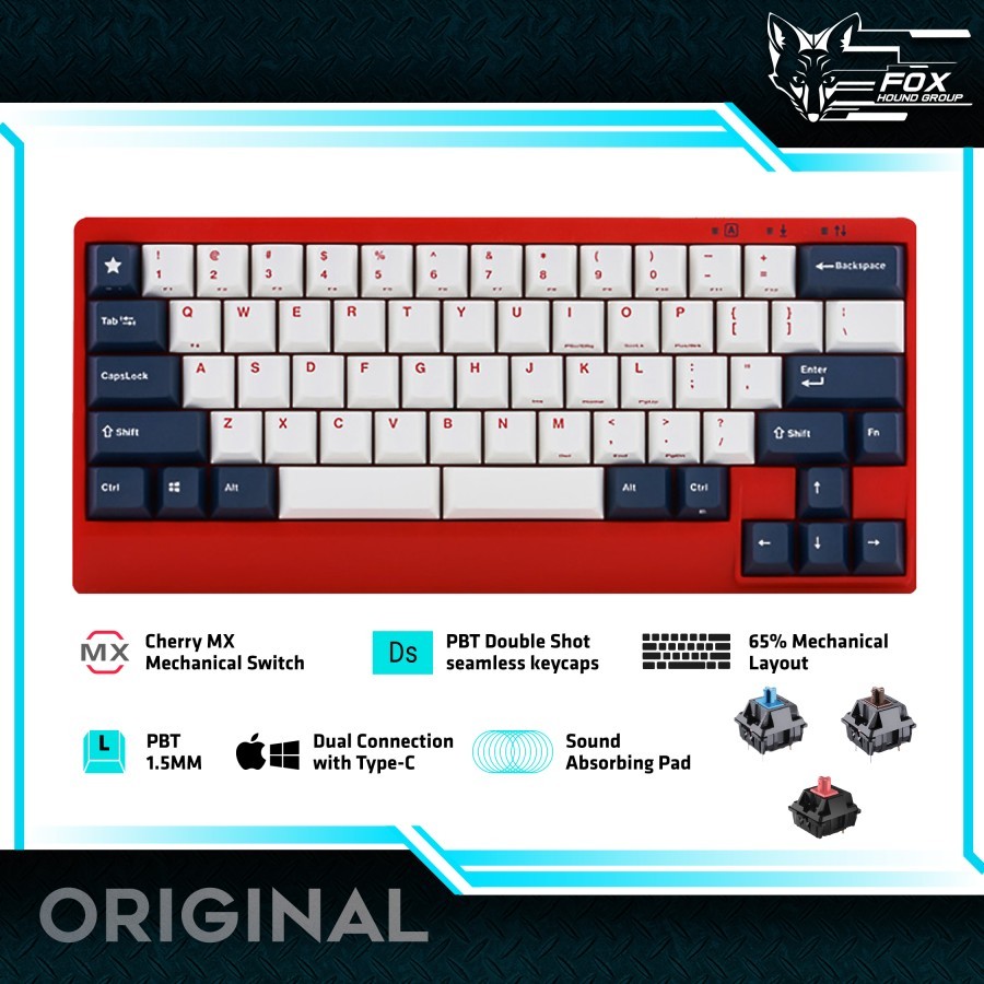LEOPOLD FC650M White/Blue Red Case PD- Brown Switch - FC650MDSN/EWBPD(R)