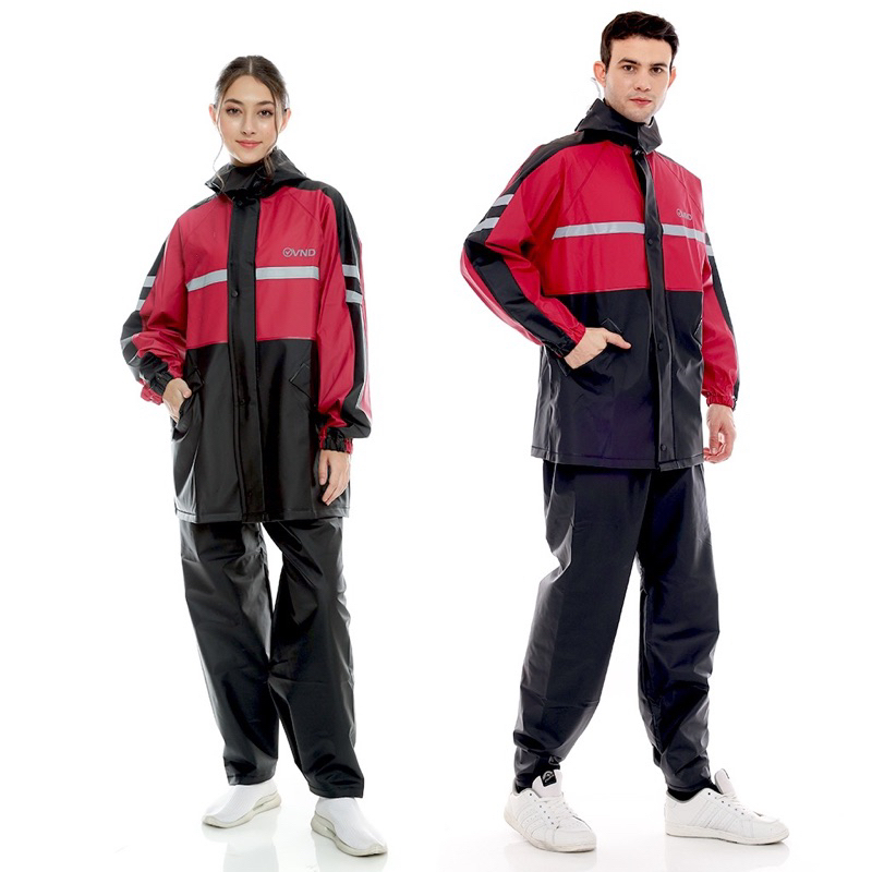 Jas hujan VND Jas Hujan Stelan Karet PVC AK 88 - BLACK/ RED