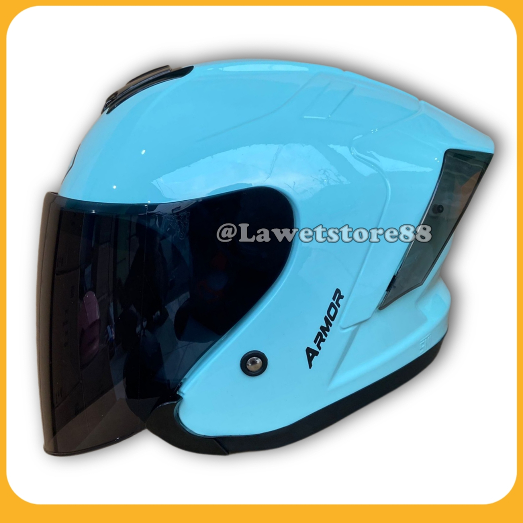 Helm Sepeda Motor Half Face Js Yakuza Armor Solid Polos Helem Pria Wanita Dewasa Standar Sni Sport P