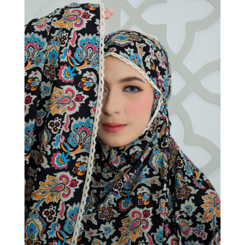 Mukena Katun Jepang Zlassica Pocket Cempaka Black