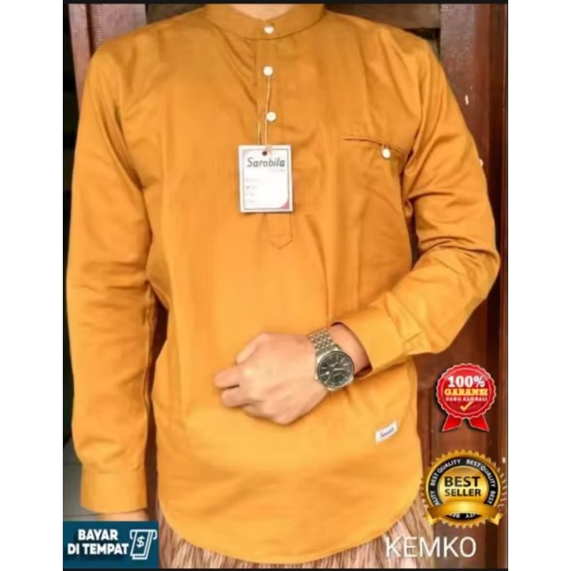 Koko Kemko Lebaran Warna Kuning Mustard / Kemeja koko Remaja